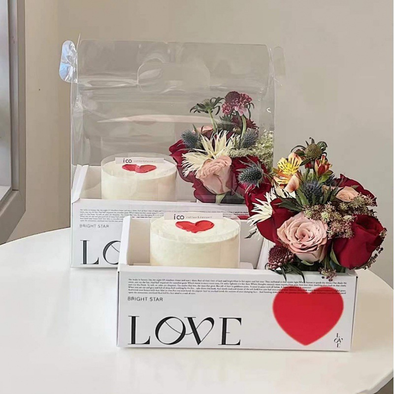 Hộp Mica 2 Ngăn Đựng Bánh Kem Và Hoa Size Trung, Hộp Đựng Bánh Kem Sinh Nhật