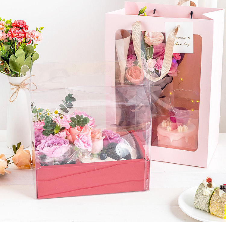 Hộp Mica 2 Ngăn Đựng Bánh Kem Và Hoa Size Trung, Hộp Đựng Bánh Kem Sinh Nhật