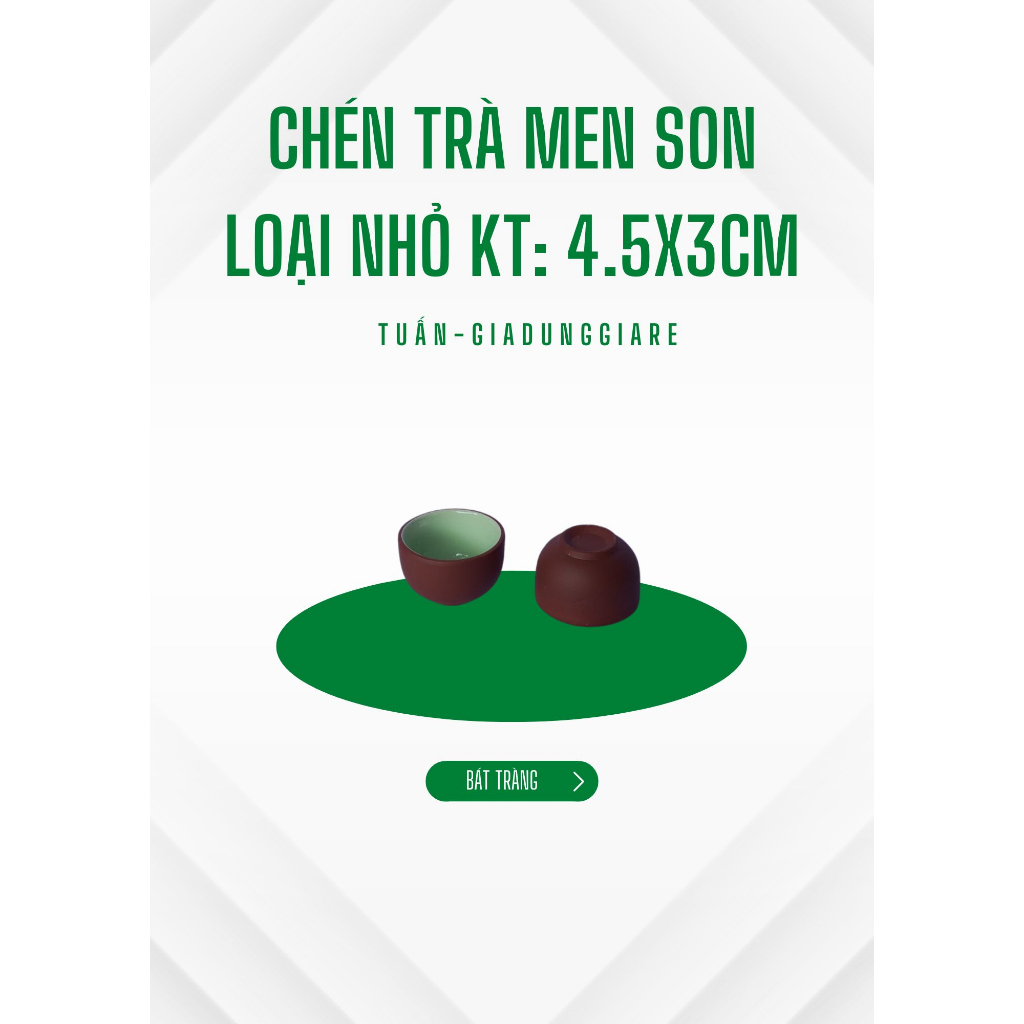 BỘ ẤM CHÉN ĐẤT NUNG MEN SON, CHÉN NHỎ LÒNG XANH, HÀNG CHÍNH HÃNG BÁT TRÀNG