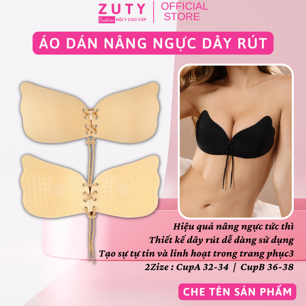 Miếng dán ngực siêu dính, tạo khe cực đẹp, Combo 2 Áo dán ngực cánh tiên rút dây