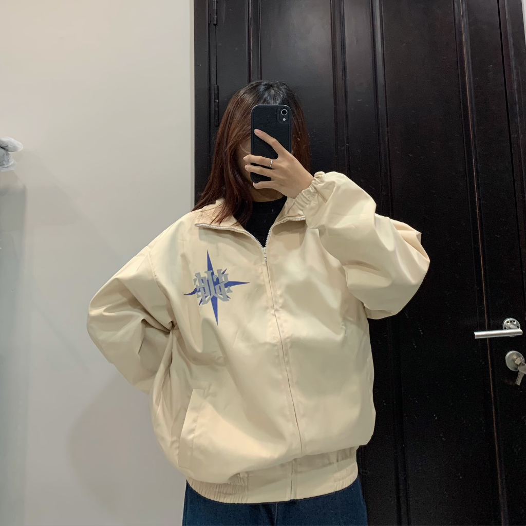 Áo Khoác nam nữ -  ÁO dù dày dặn 2 lớp cổ bẻ form rộng unisex in chữ SWE