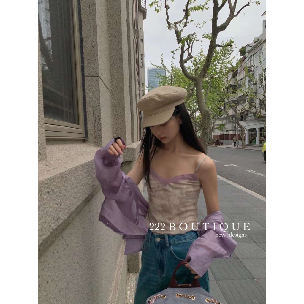 Áo dây tím newopen ren 82221