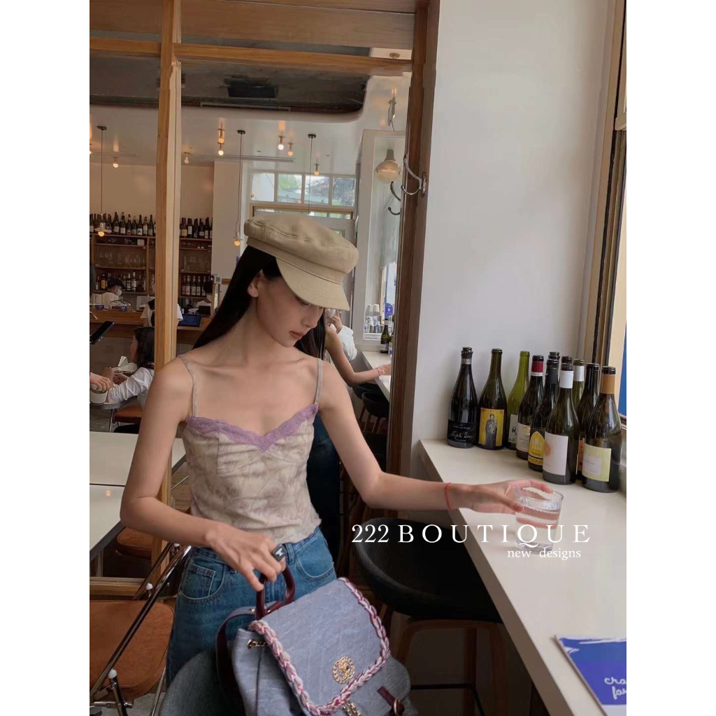 Áo dây tím newopen ren 82221