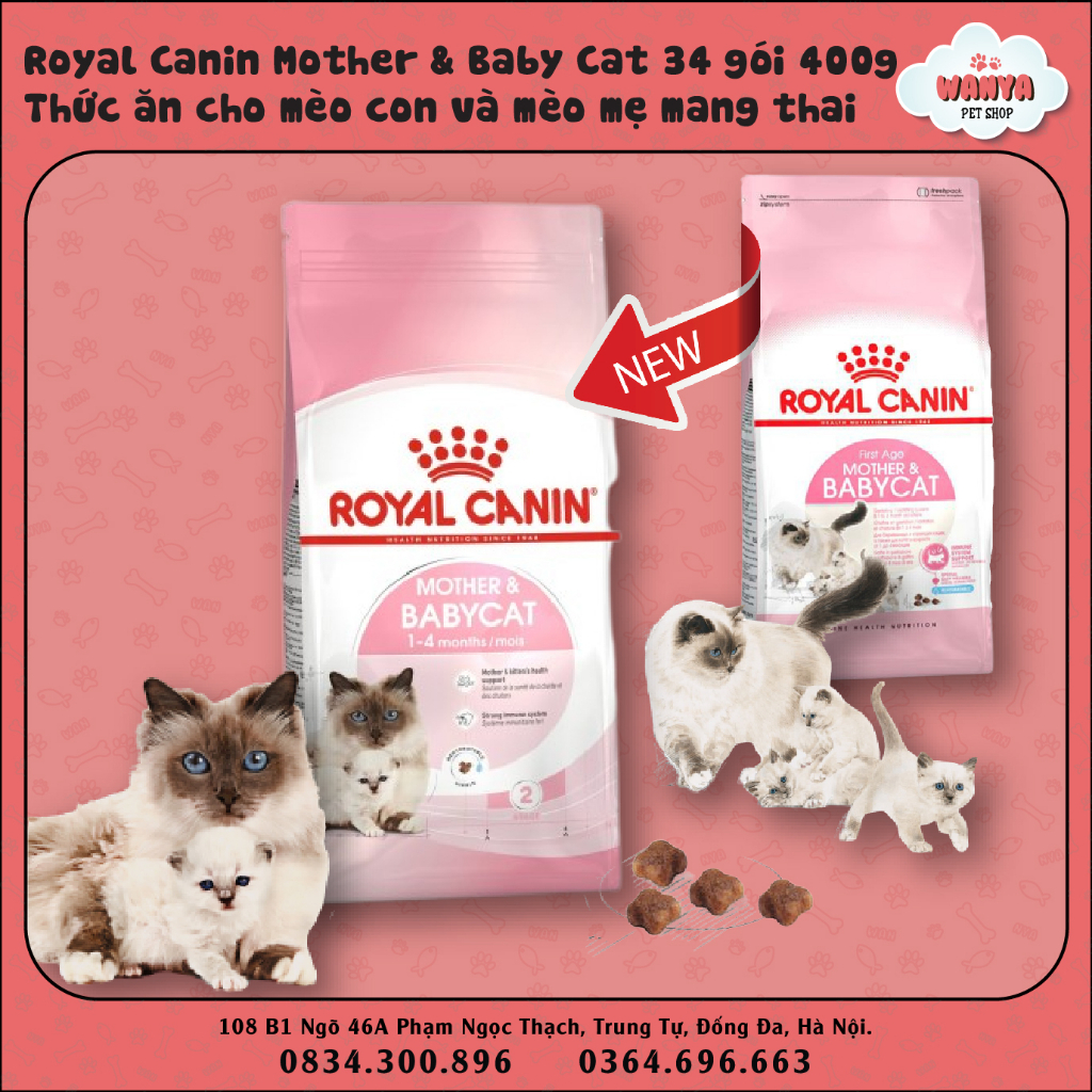Royal Canin Mother and Baby Cat 34 gói 400g - Thức ăn cho mèo con và mèo mẹ mang thai | Wanya Pet Shop