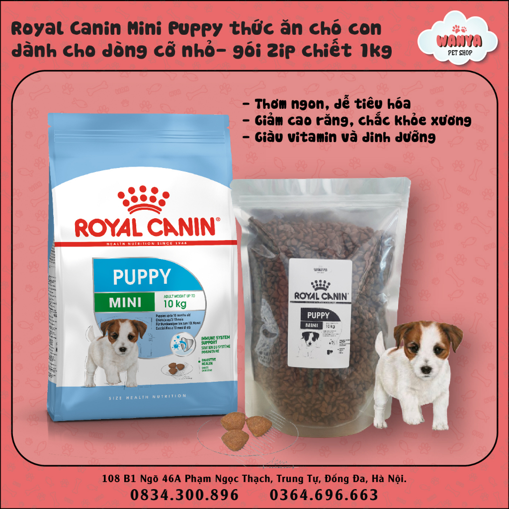 Royal Canin Mini Puppy - thức ăn chó con dành cho dòng chó cỡ nhỏ - gói zip chiết 1kg | Wanya Pet Shop