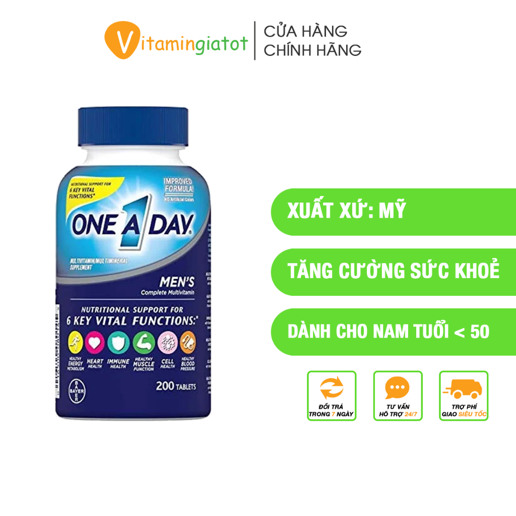 One A Day Viên uống One 1 Day Bổ Sung Vitamin Tổng Hợp Cho Nam Dưới 50 Multivitamin 300 viên của Mỹ
