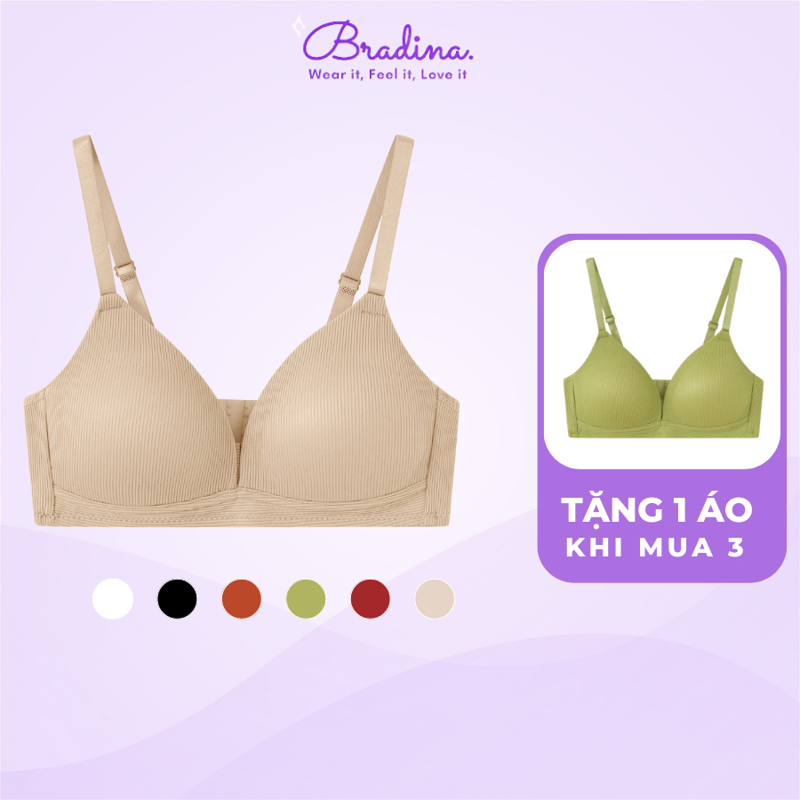 Áo ngực không gọng gân Bradina Super Light, siêu nhẹ, nâng ngực, gom vòng 1 tốt ALKG11