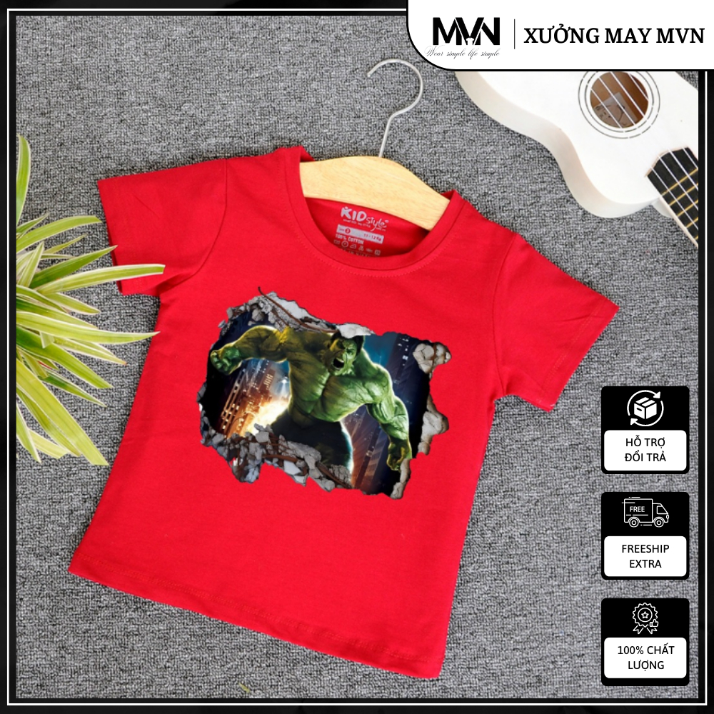 Áo Thun Hè Cotton Khổng Lồ Xanh Cho Bé Trai - Áo Phông Thời Trang Mùa Hè