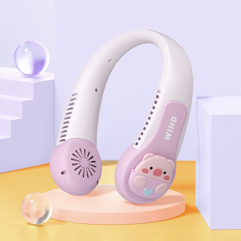 Quạt Đeo Cổ hình thú Cute WIND Tích điện 3 cấp độ gió