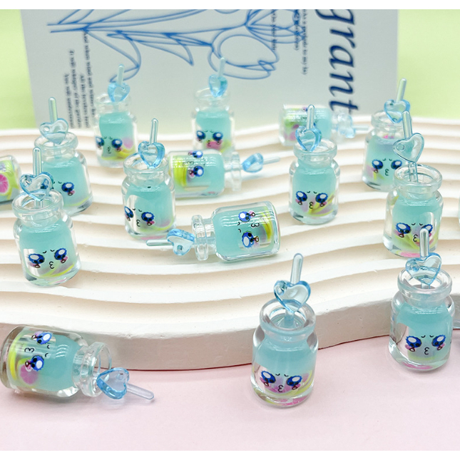 Mô hình ly nước ép trái cây có ống hút dạ quang nhiều màu phát sáng trang trí nhà búp bê, DIY