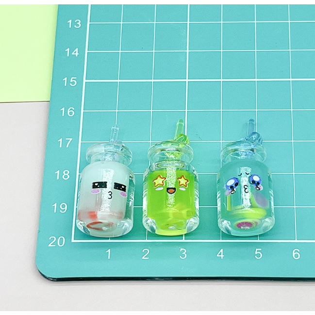 Mô hình ly nước ép trái cây có ống hút dạ quang nhiều màu phát sáng trang trí nhà búp bê, DIY