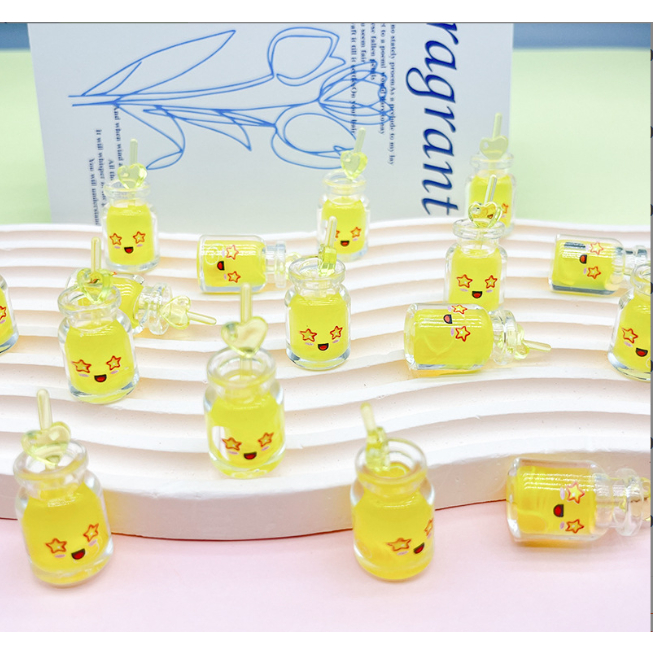 Mô hình ly nước ép trái cây có ống hút dạ quang nhiều màu phát sáng trang trí nhà búp bê, DIY