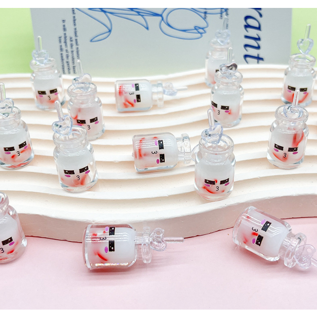 Mô hình ly nước ép trái cây có ống hút dạ quang nhiều màu phát sáng trang trí nhà búp bê, DIY