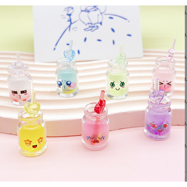 Mô hình ly nước ép trái cây có ống hút dạ quang nhiều màu phát sáng trang trí nhà búp bê, DIY