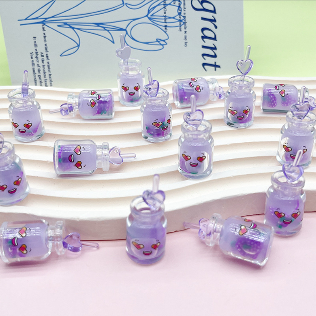 Mô hình ly nước ép trái cây có ống hút dạ quang nhiều màu phát sáng trang trí nhà búp bê, DIY