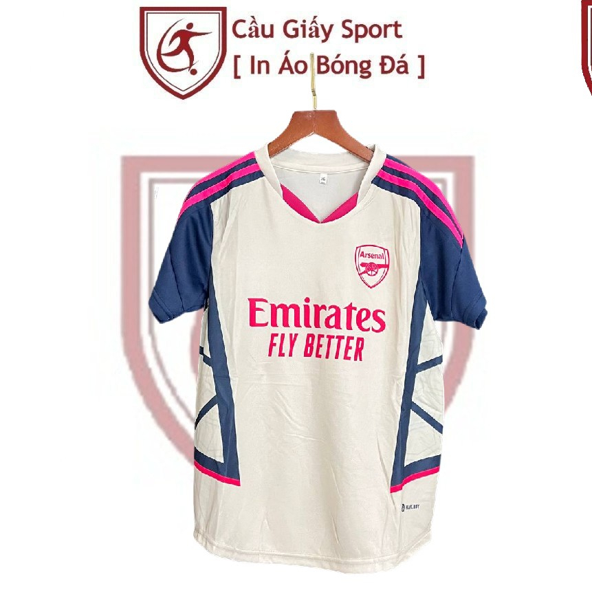 Bộ quần áo bóng đá CLB Arsenal trắng viền hồng mè thái cao cấp