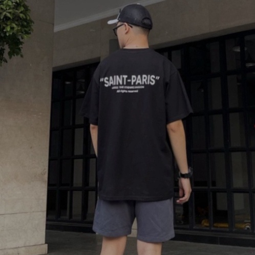 Áo Thun Nam Nữ Tay Lỡ Form Rộng SAINT PARIS Cotton 100% 4 Chiều Cao Cấp ATT03