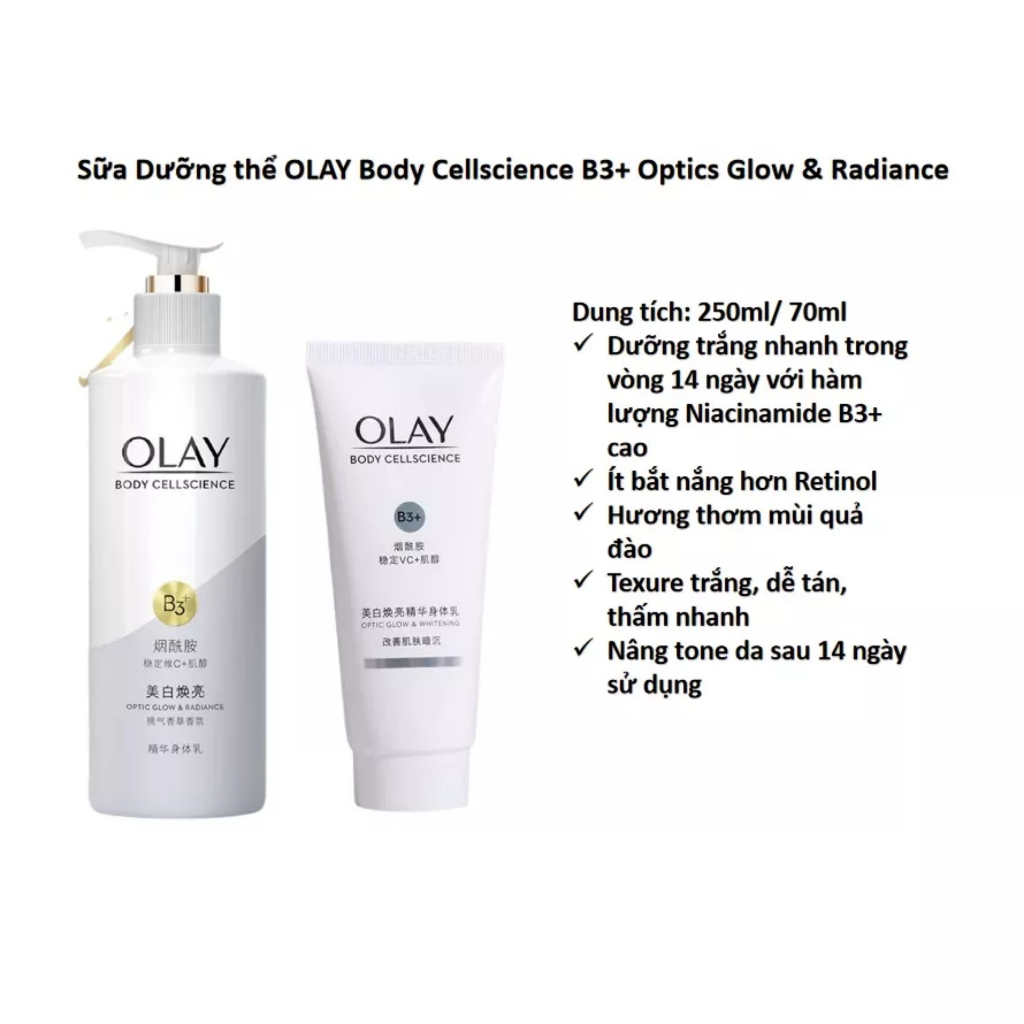 Dưỡng thể dưỡng trắng Olay B3+ Retinol/ Vitamin C/ whitening / ultra whitening dưỡng trắng body / Subeo beauty