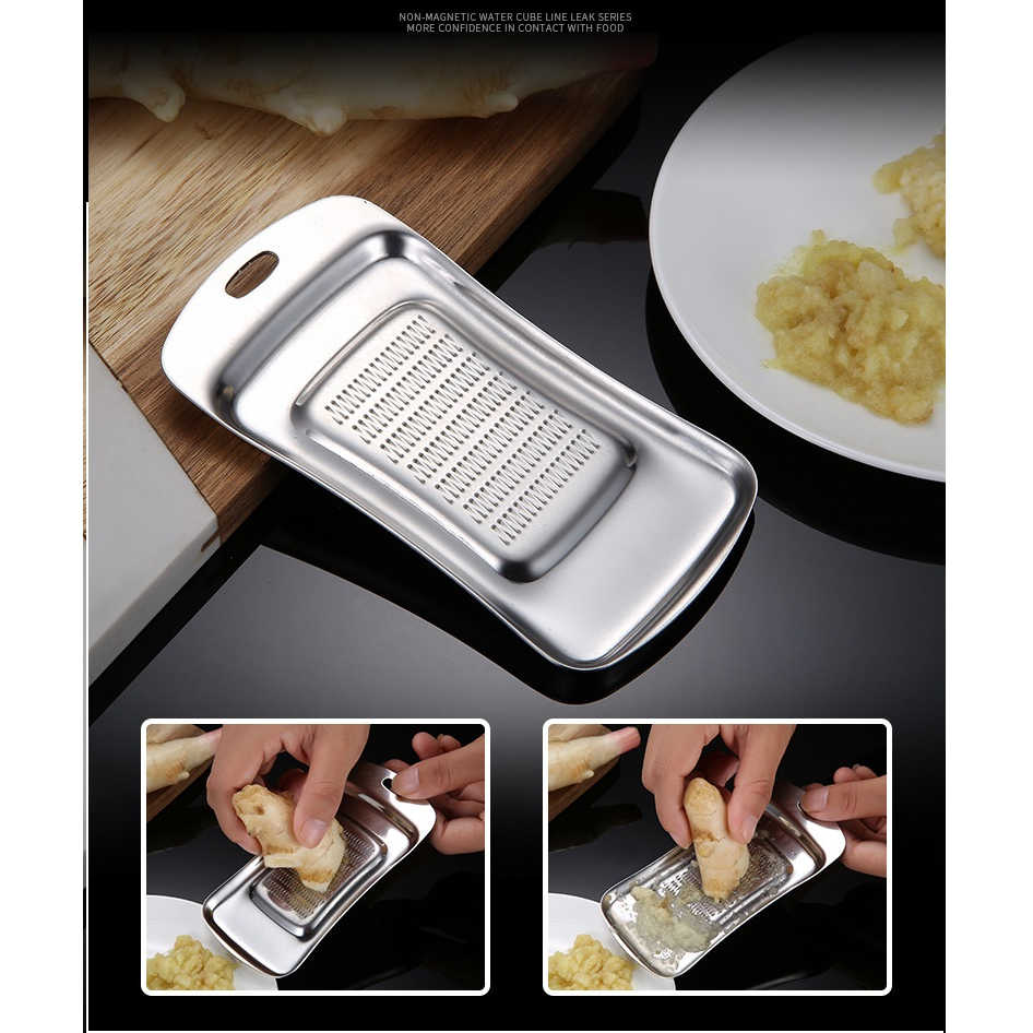 Dụng cụ mài tỏi inox 304 wasabi gừng nghệ gia vị củ quả cần nghiền mịn vắt nước