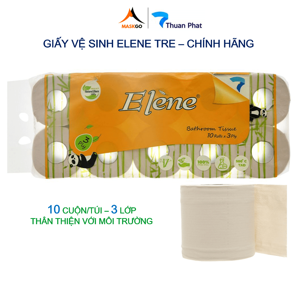 Giấy vệ sinh Elene tre 10 cuộn 3 lớp - Chính hãng ThuanPhatPaper