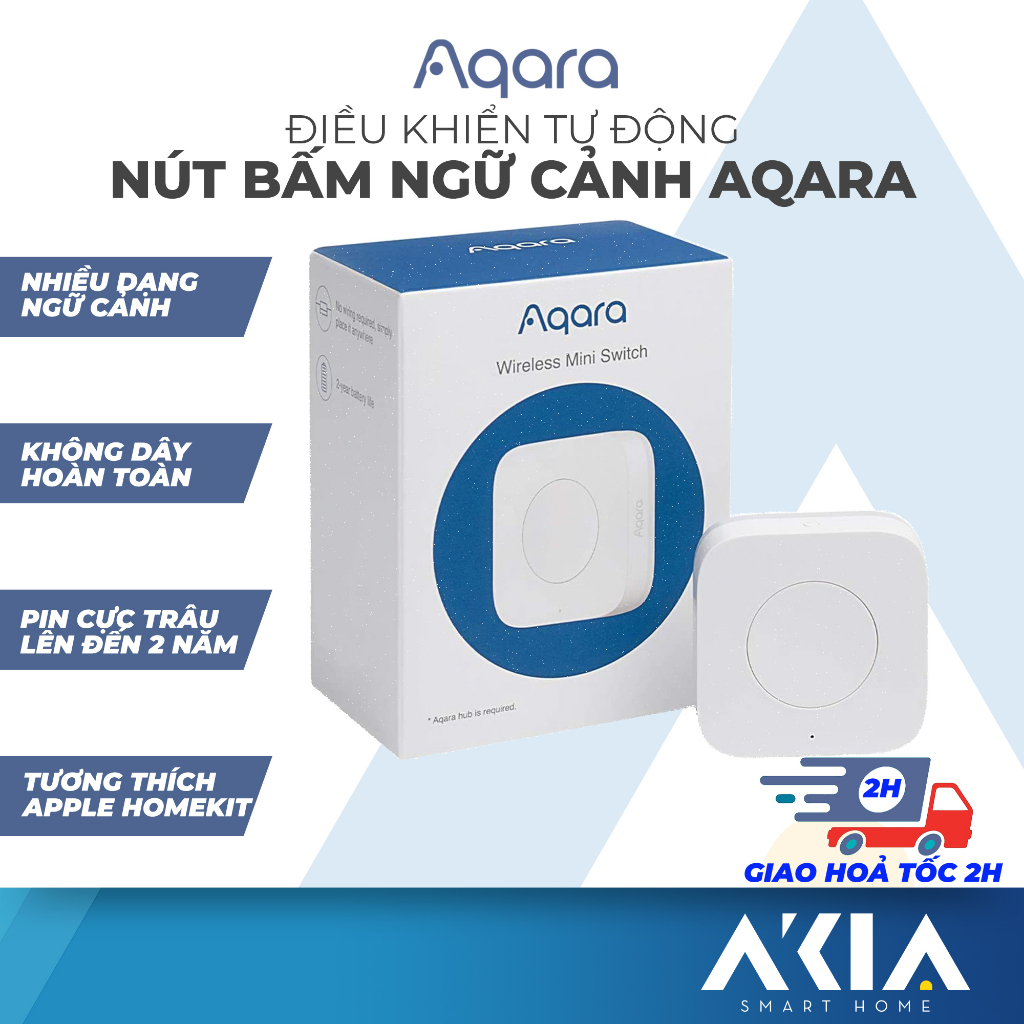 Nút bấm không dây Aqara Mini Switch WXKG11LM - Ba thao tác ngữ cảnh, Nhỏ gọn cầm tay, Để bàn hoặc dán tường
