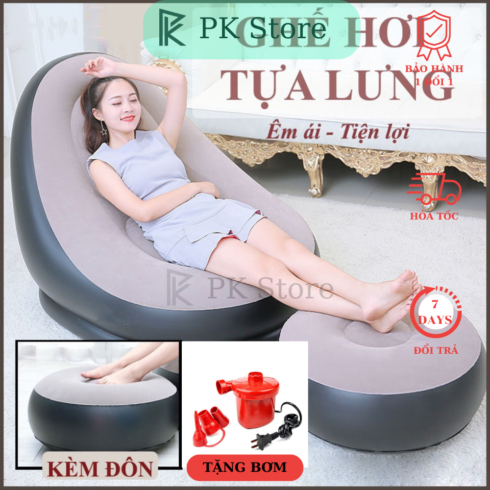 [TẶNG BƠM] Ghế hơi tựa lưng bọc nhung - Ghế bơm hơi tựa lưng intex 68564 - Sofa hơi nằm thư giãn -PK-STORE | BigBuy360 - bigbuy360.vn