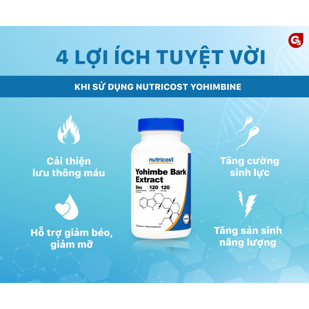 Viên uống Nutricost Yohimbine Bark Extract 9mg  nhập khẩu Mỹ - Gymstore