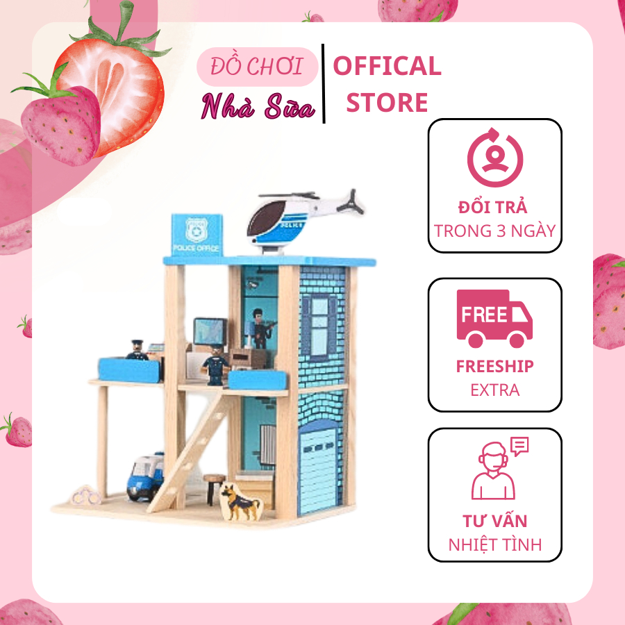 Đồ chơi mô hình phòng cảnh sát tí hon bằng gỗ cho bé