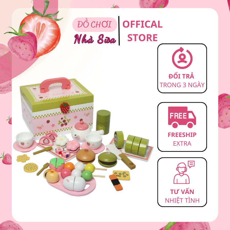 Bộ đồ chơi nhập vai, đồ chơi tiệc trà họa tiết màu xanh đáng yêu cho bé