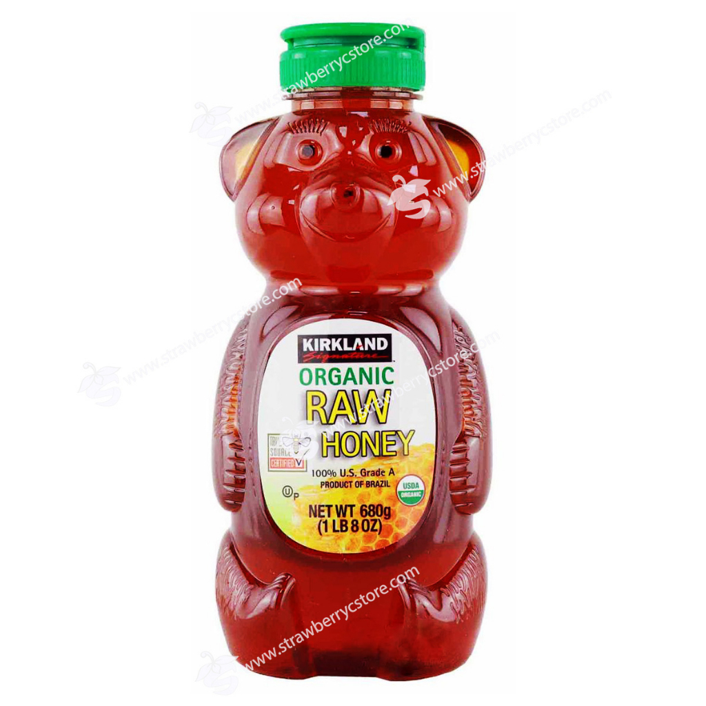 Mật Ong Hữu Cơ Nguyên Chất Kirkland Signature - Organic RAW Honey Bear 100% U.S. Grade A, Chai 680g (1 Lb. 8 Oz.) 24 Oz.