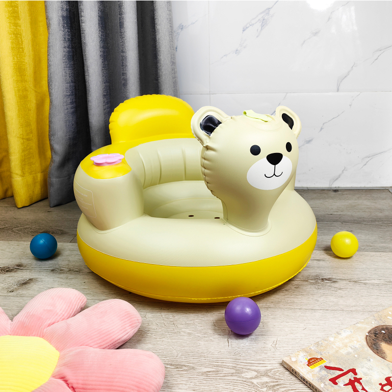 Ghế hơi tập ngồi cho bé Kichilachi, ghế phao ngồi ăn dặm bơm hơi chống ngã