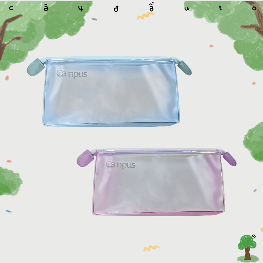 Túi Đựng Bút KUSUMI Series Dáng Tam Giác Nhựa Trong PVC Đứng Form Có Ngăn Riêng Đựng Máy Tính Campus Kokuyo Cây Đầu To