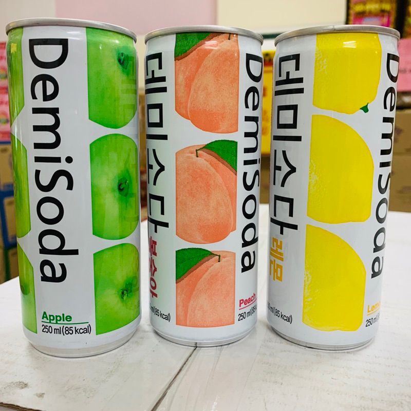 Demi Soda-Hàn quốc 3 vị Táo - đào - chanh lon 250ml * 30 lon / thùng