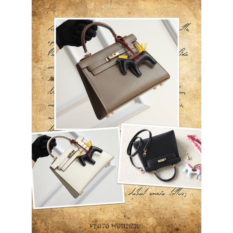 Túi xách nữ HM kelly da thật 100% sang chảnh dã man -3 màu chuẩn xịn kèm ngựa, khăn..