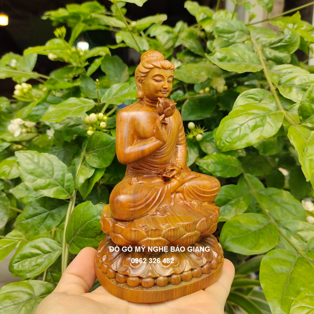 Tượng Phật Thích Ca liên hoa ngồi đài sen gỗ bách thơm