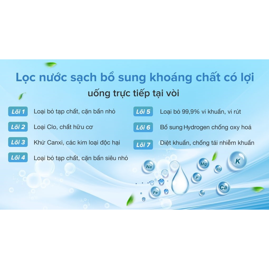 Máy lọc nước Kangaroo KG10A6S RO Hydrogen nóng lạnh , màn hình cảm ứng, có khoá trẻ em