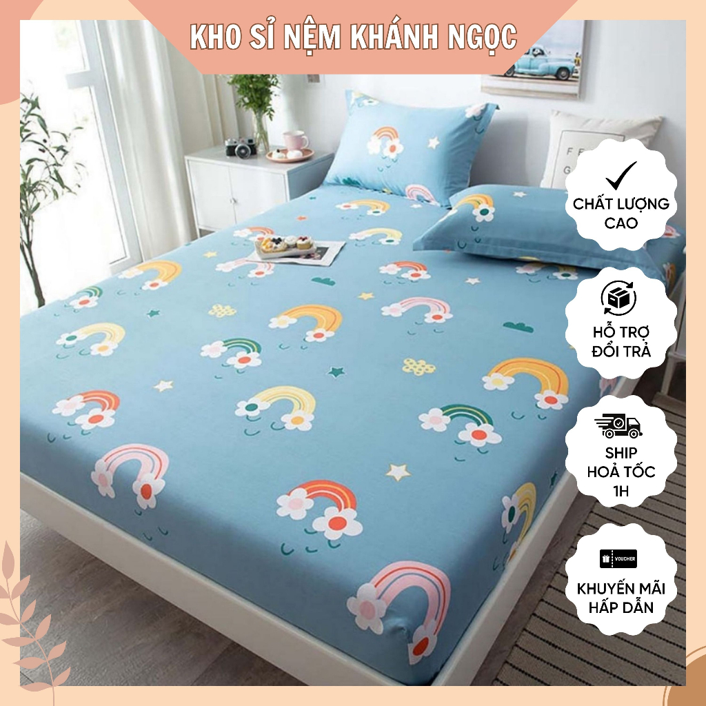 Tấm Drap Trải Giường Cotton Co Giãn Thoải Mái Chống Thấm Nước An Toàn Không Dị Ứng Da
