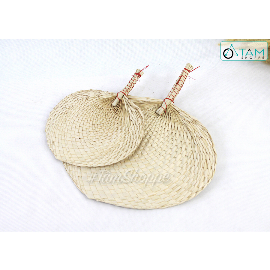 Quạt nan lá dừa đan tay thủ công QUAT-01_TAN