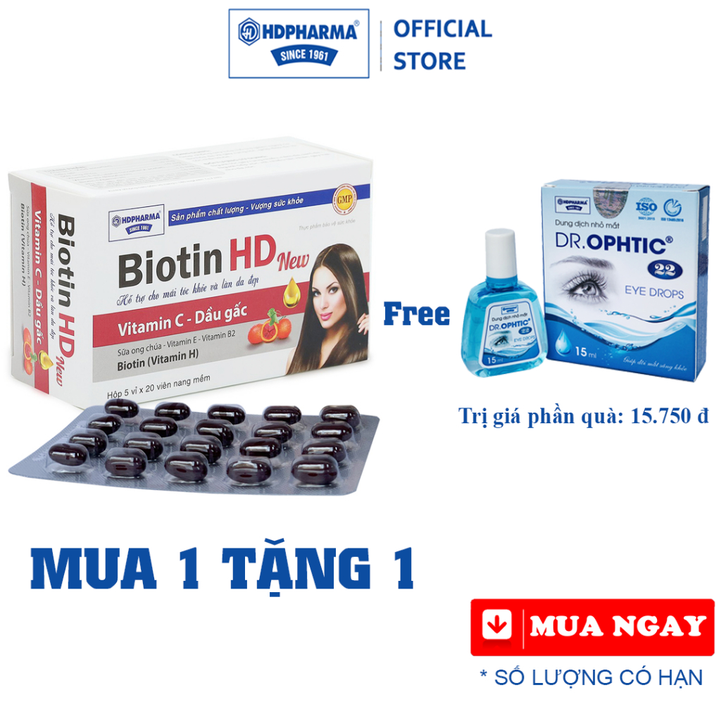 Biotin HD New - Bổ Sung Biotin Và Vitamin, Giảm Lão Hóa Da, Tóc Khỏe Đẹp