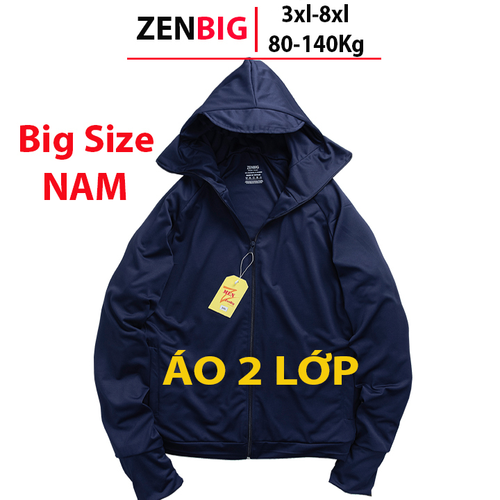 Áo chống nắng nam big size ZENBIG (75-140kg) cho người mập người béo quá cỡ size châu âu