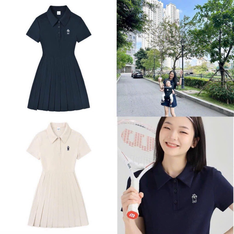 VÁY POLO WHUO THÊU GẤU XẾP LY 2M CỰC HOT
