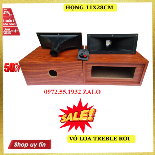 Vỏ loa treble rời vân gỗ kích thước 16cmx33cm kèm họng 11x28cm lắp treble ren xoáy giá 1 chiếc