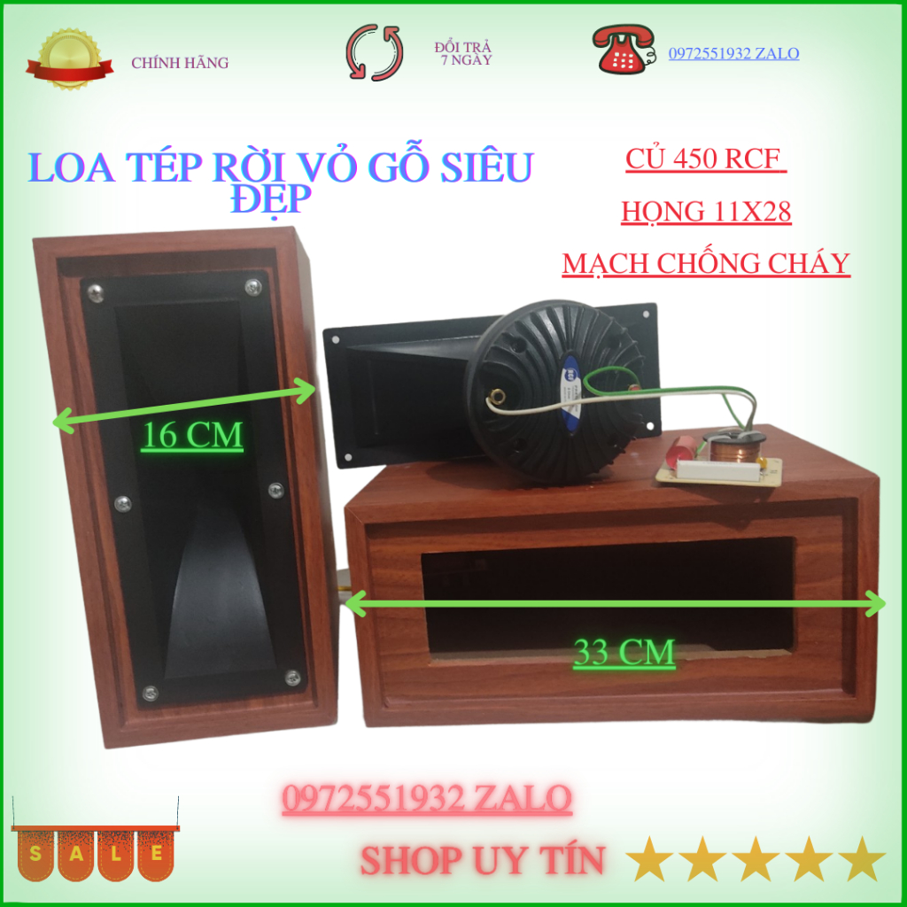 Vỏ loa treble rời vân gỗ kích thước 16cmx33cm kèm họng 11x28cm lắp treble ren xoáy giá 1 chiếc