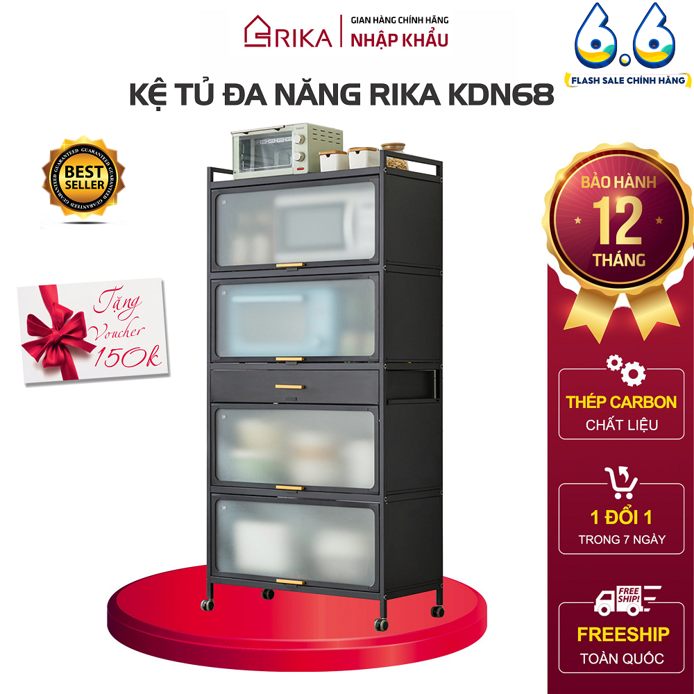 Tủ Bếp RIKA KDN68 Để Đồ Gia Dụng Nhà Bếp Chất Thép Carbon Kệ Đa Năng Hàng Nhập Khẩu Chính Hãng Bảo Hành 12 Tháng