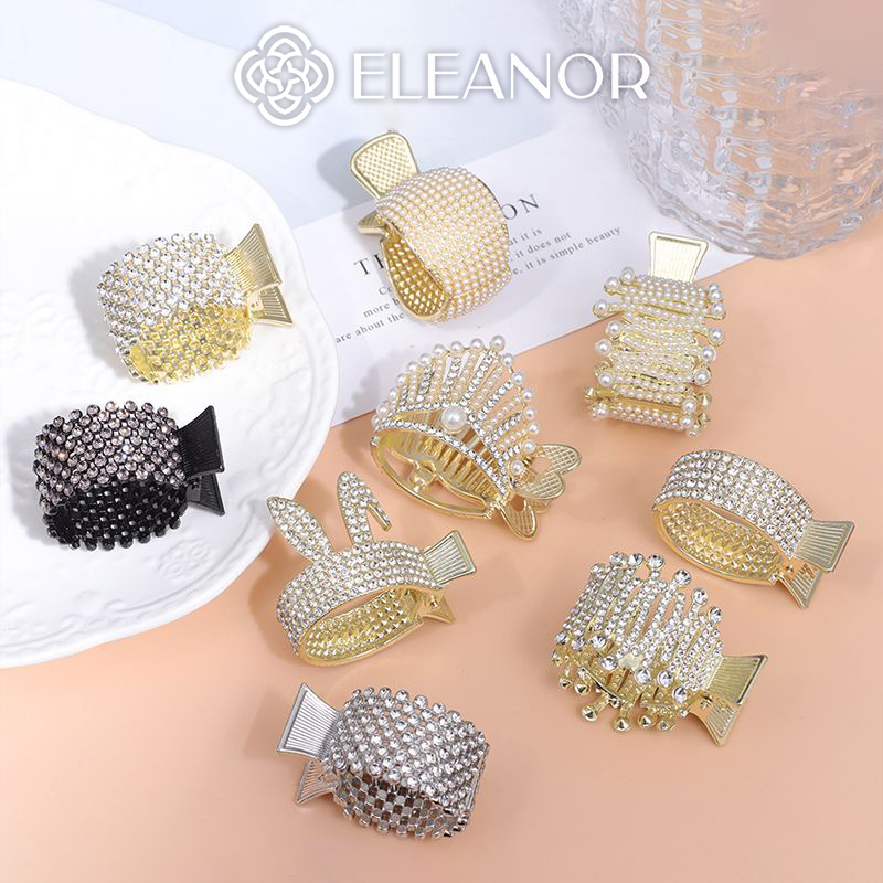 Kẹp tóc nữ càng cua Eleanor Accessories đính đá ngọc trai nhân tạo phụ kiện tóc 4428