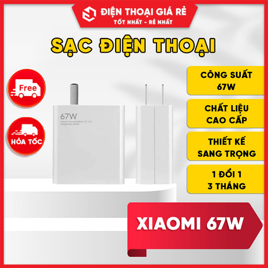 Củ, Cáp Sạc Nhanh Xiaomi 67W (Xiaomi 11/11Ultra/12/12S/12SUltra/13/Redmi K40S/K40Gaming...) - BH 1 đổi 1