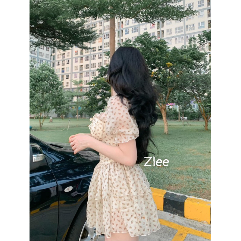 Đầm tơ nữ cúp ngực gân ren tiểu thư đi biển