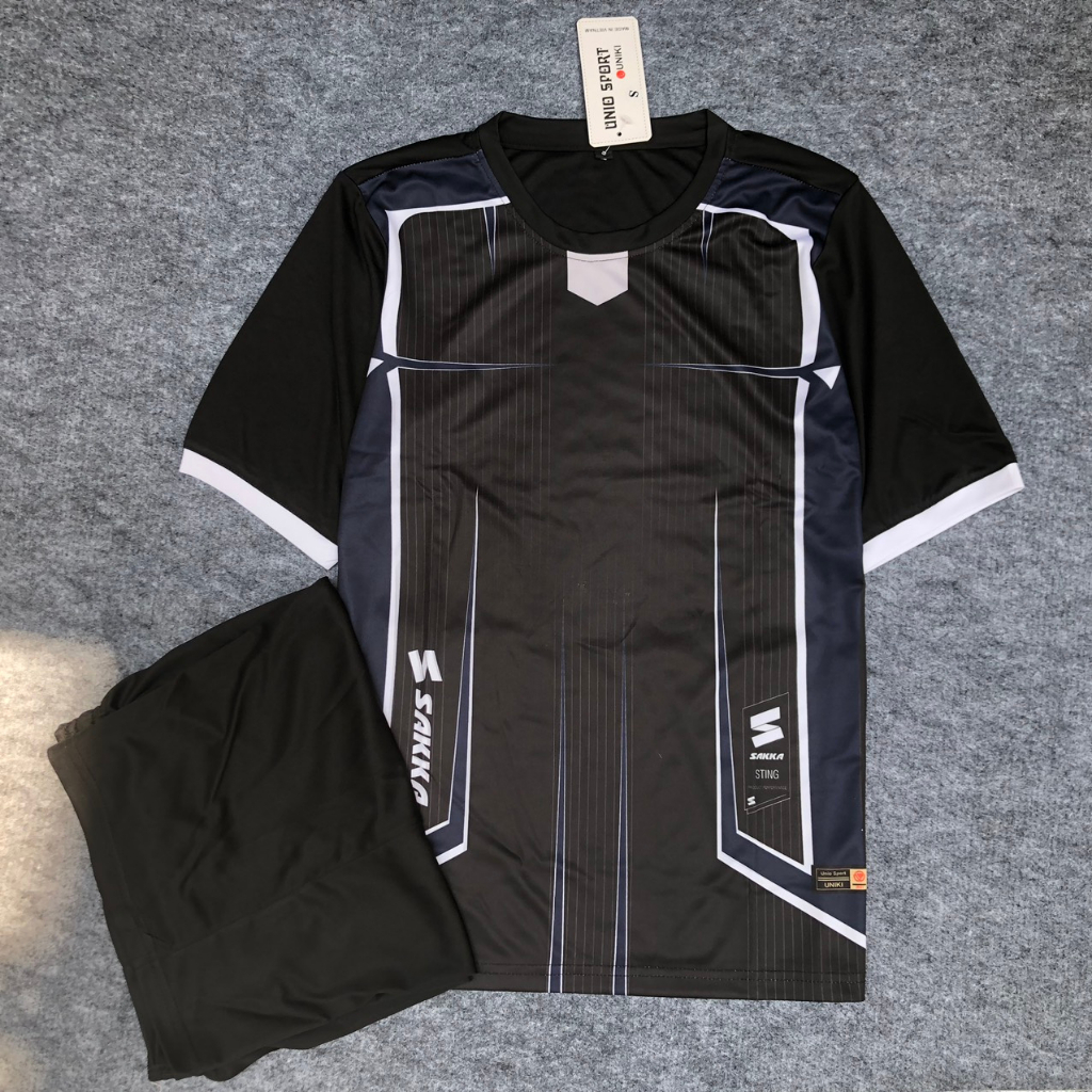 Quần áo bóng đá không logo màu đen thiết kế mẫu mới_In tên số áo theo yêu cầu_Hàng thun lạnh cao cấp loại 1