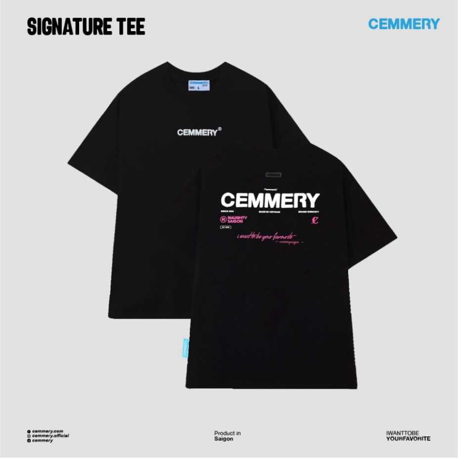 Áo Thun LocalBrand Cemmery " SIGNATURE TEE ", Áo thun nam nữ Unisex from rộng Cotton co giãn chiều thoáng mát ATT14