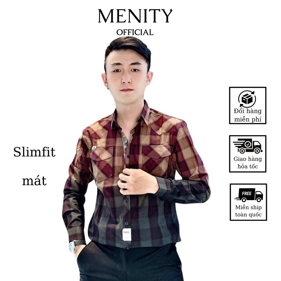 Áo sơ mi nam caro dài tay MENITY loang màu kẻ sọc dáng slimfit nhiều màu , chất liệu cotton thấm hút mồ hôi cực kỳ tốt